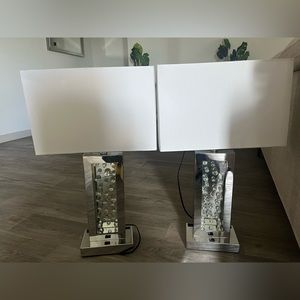 White Mirrored lamps with lights